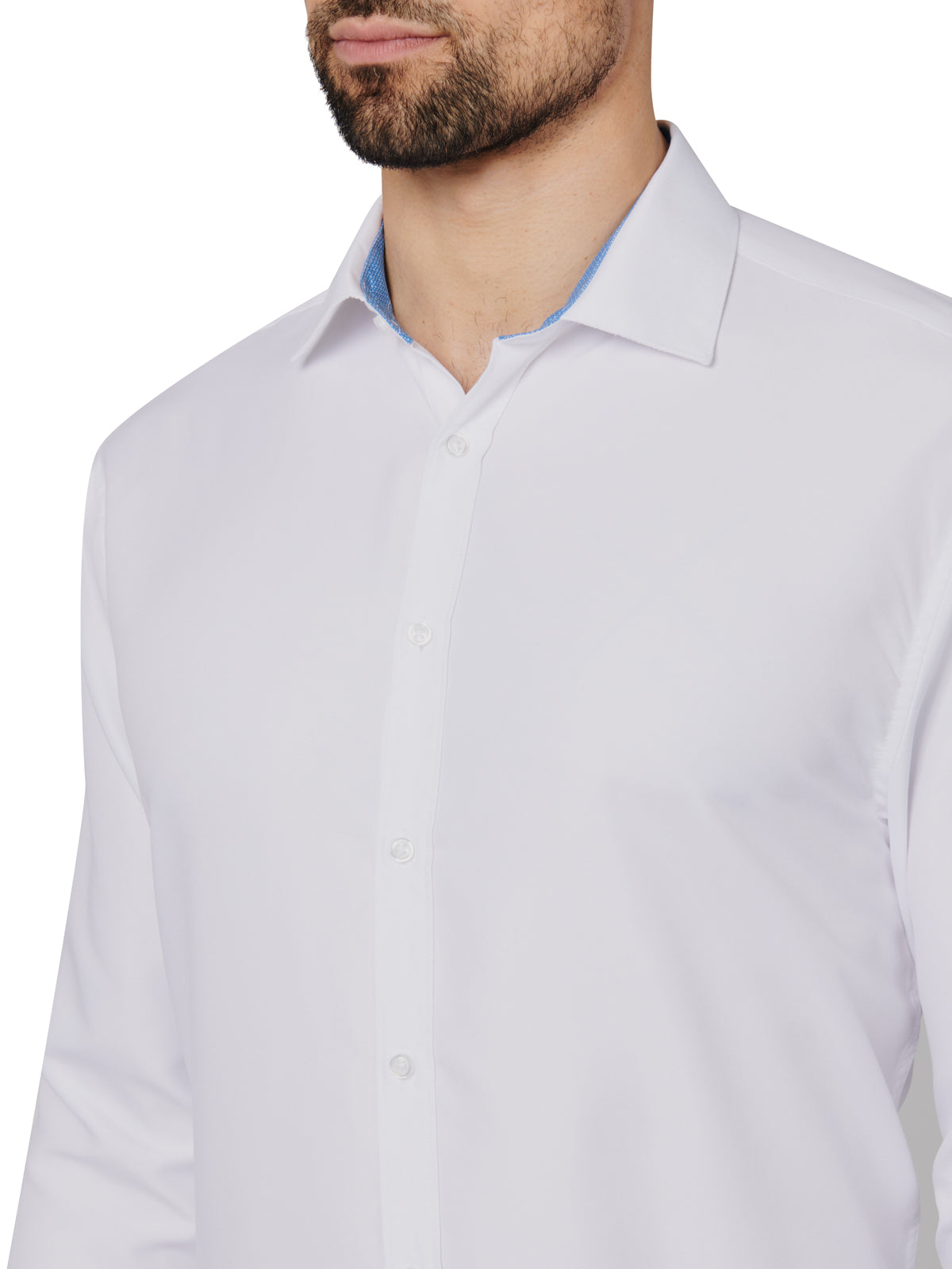 White dress shirt with a collar on a white background