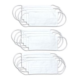 KIDS WHITE SOLID REVERSIBLE FACE MASK (12-PACK)